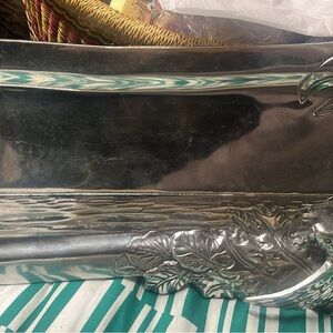 Vintage Mexican Pewter Tray with Tropical & Parrot Motif